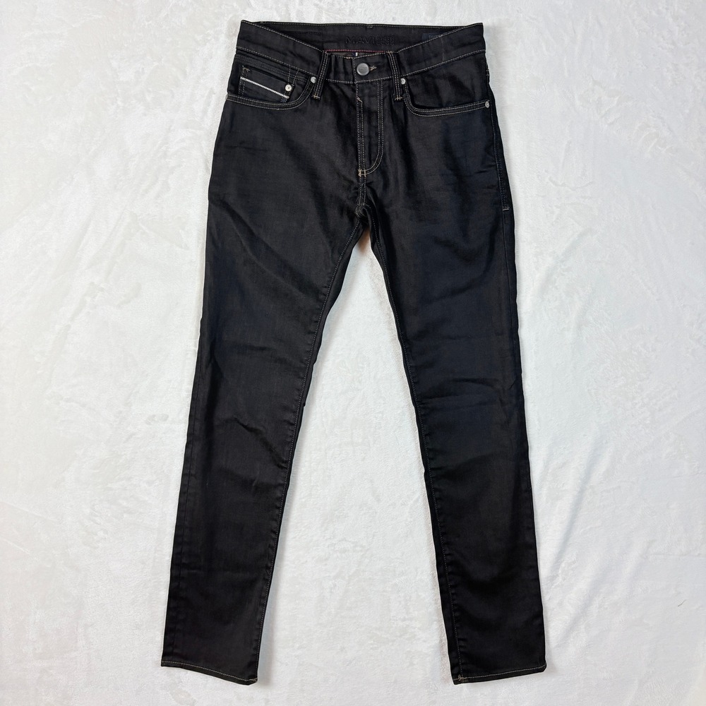 Mavi Jeans Men Sz 30x32‎ Daniel Super Skinny Black White Edge Coated Denim Pants